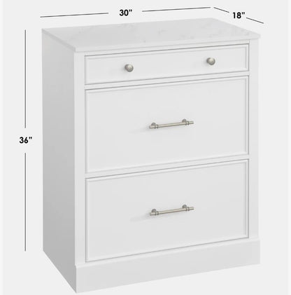 Brand New in Box Tavais 3-Drawer Accent Cabinet with Faux Marble Top (#279)