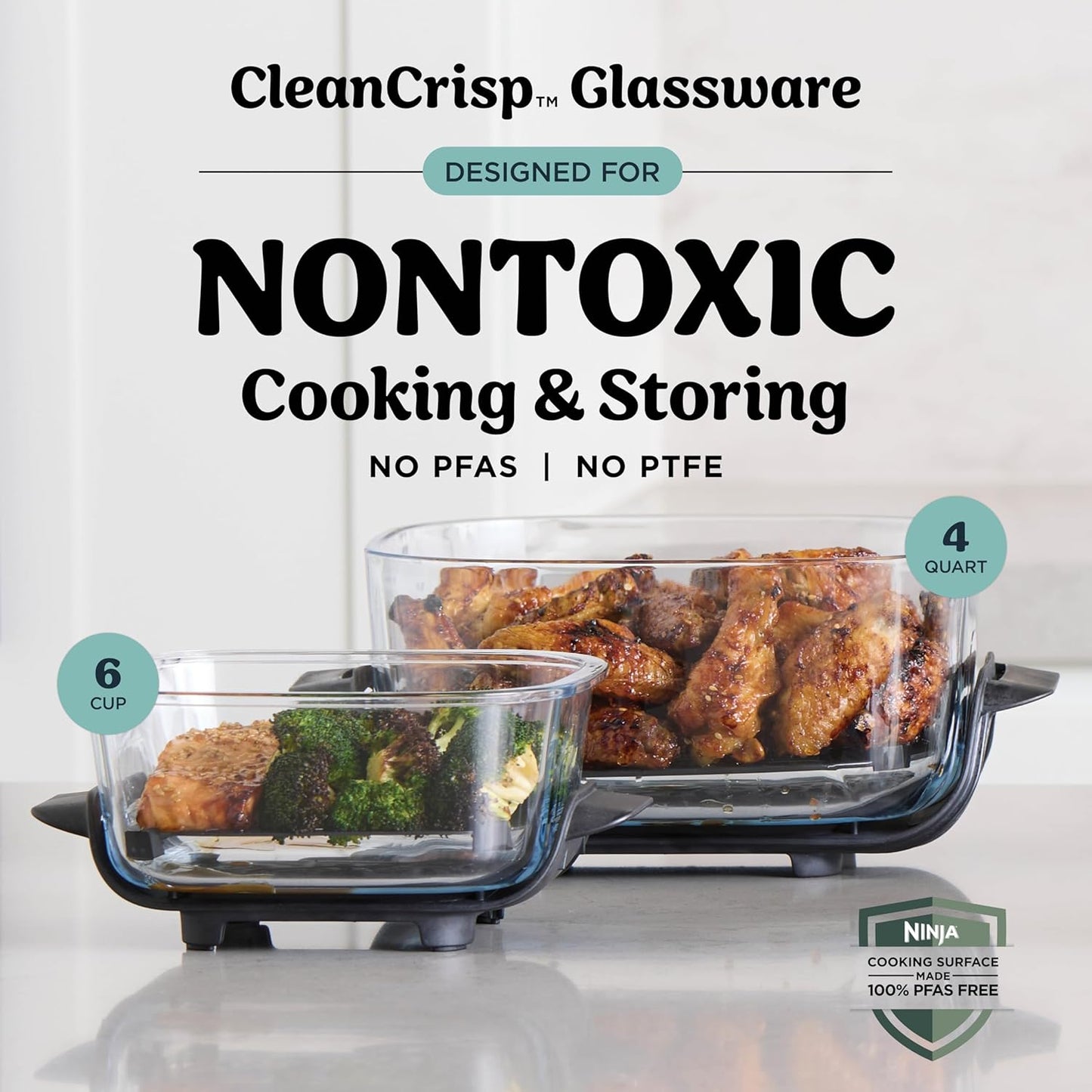 Brand New in Box Ninja Crispi 4 in 1 Glass Air Fryer with Containers & Dishwasher Safe (#218)