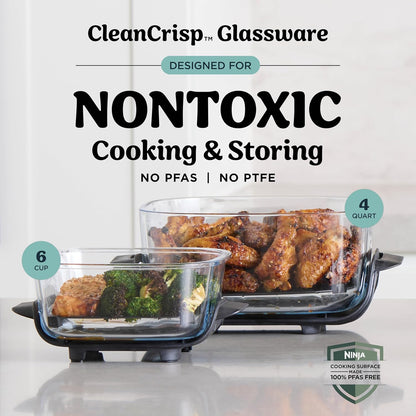 Brand New in Box Ninja Crispi 4 in 1 Glass Air Fryer with Containers & Dishwasher Safe (#218)