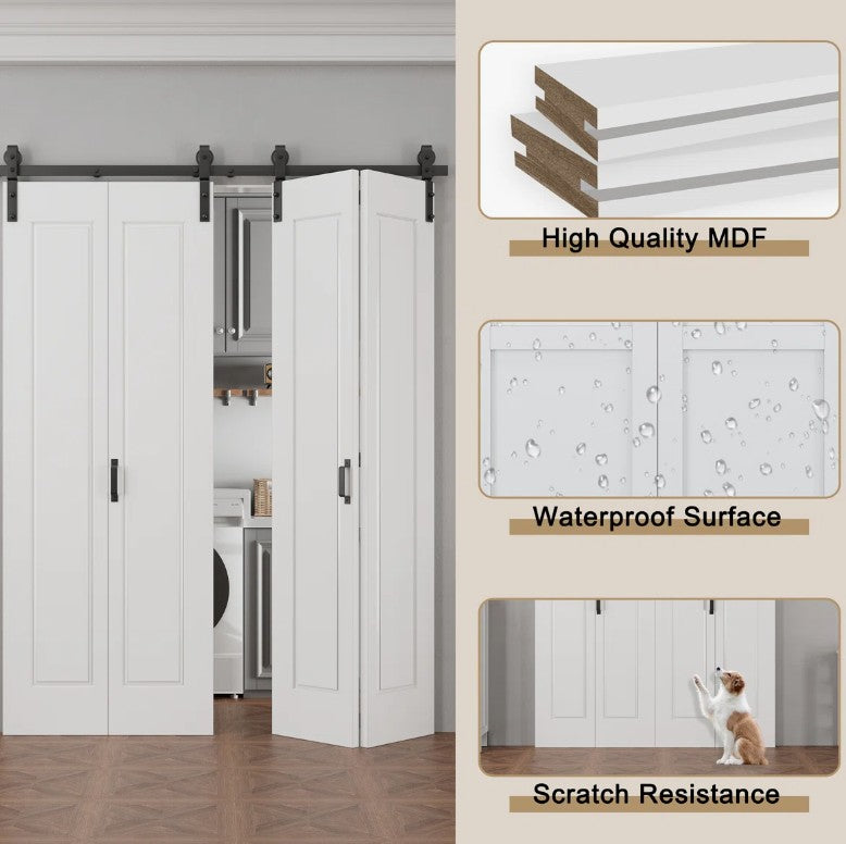 Brand New in Box Double 84 x 64 Interior Bi-Fold Barn Doors, Closet Doors (#105)