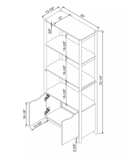 Brand New in Box 72.25" Scandi Bookcase with Three Shelves And Cabinet Storage Natural (#254)