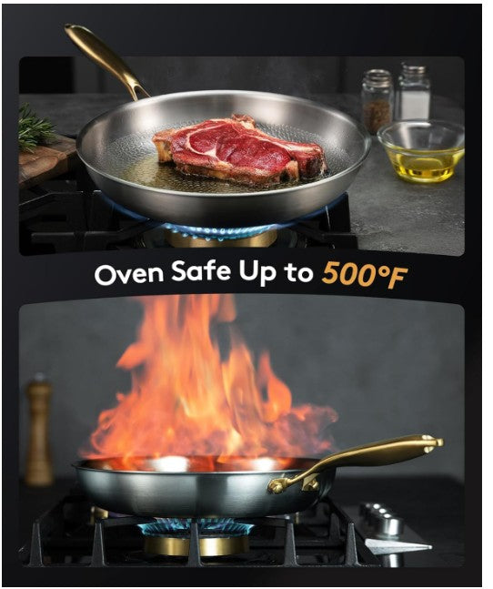 Brand New in Box Titanium Pans for Cooking | 8/10/12 Inch Pure Titanium Skillet Set with Lids (#192)