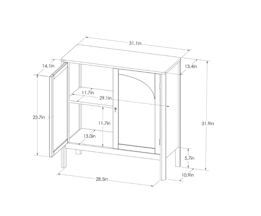 Brand New in Box 2 Door Accent Cabinet, Black (#274)