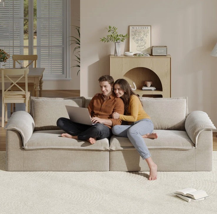 Brand New in Box Oversized Sofa with Extra Deep Seat, Corduroy Upholstered Floor Couch (#204)