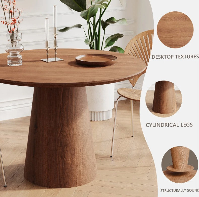 Brand New in Box 43 inch Natural Wood Grain Circular Dining Table, modern minimalist (#102)