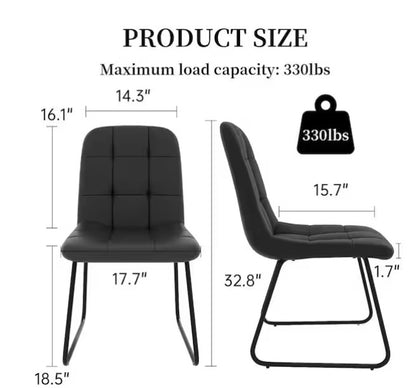 Brand New in Box Faux Leather Upholstered Dining Chairs w/ Metal Legs, Black (Set of 4) (#302)