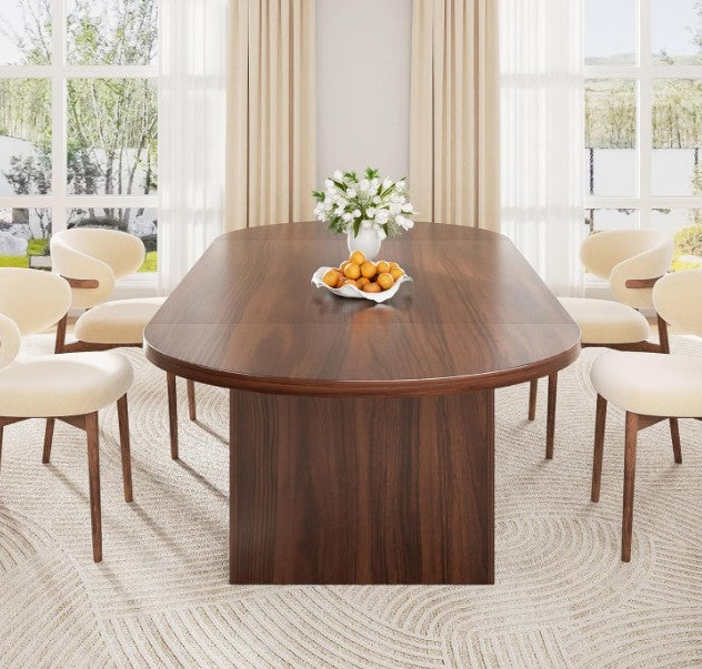 Brand New in Box Modern Dining Table with Storage for 6-10 seating, Walnut (#205)