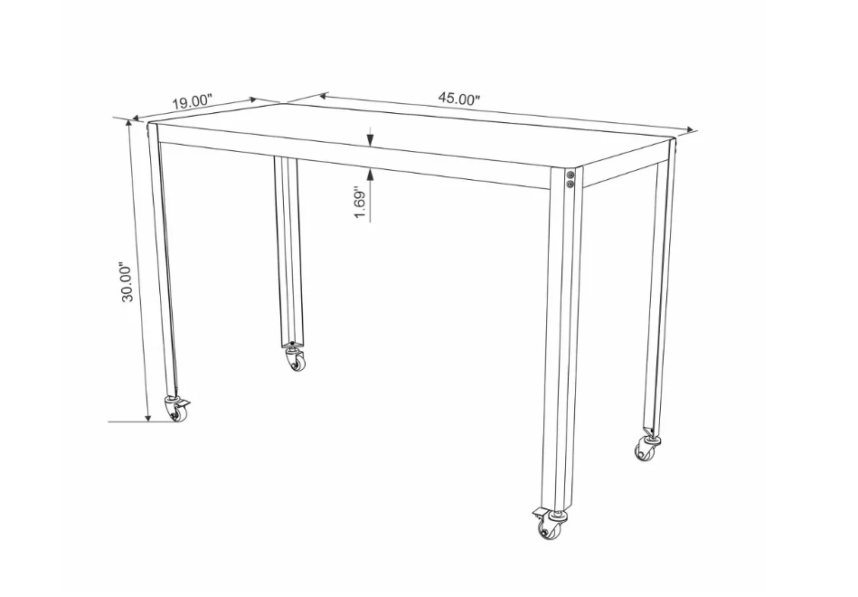Brand New in Box 45" Rolling Metal Computer Desk Chalk White (#255)
