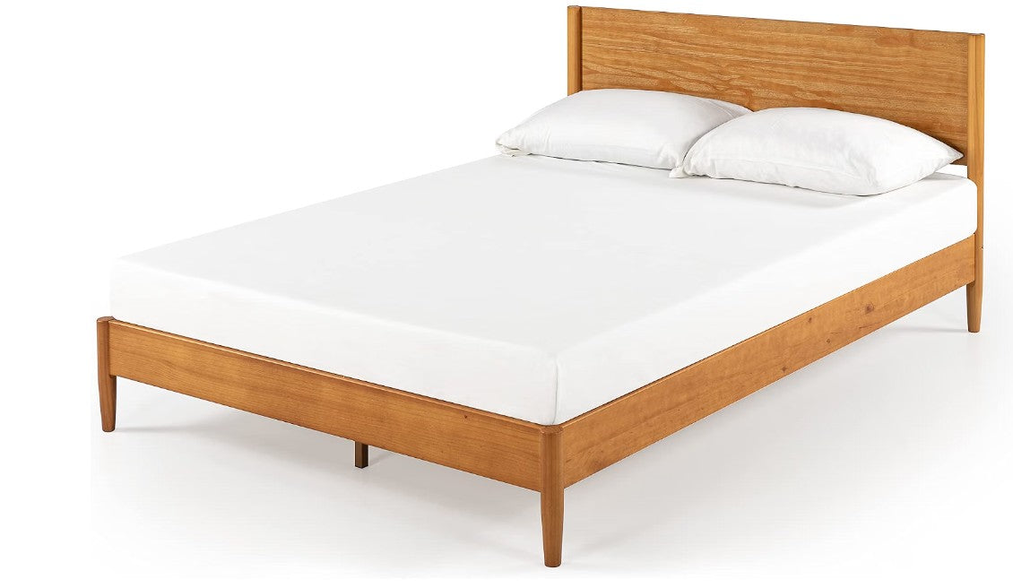 Brand New in Box Mid Century Wood Platform Bed Frame, Full, Natural (#292)