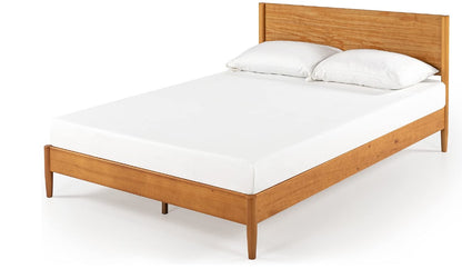 Brand New in Box Mid Century Wood Platform Bed Frame, Full, Natural (#292)