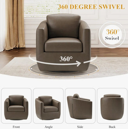 Brand New in Box Modern Soft 29" Wide Leather Upholstered 360° Swivel Accent Chair (#177)