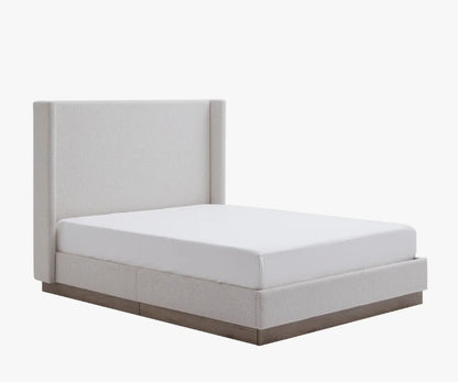 Brand New in Box Queen Size Hosford Upholstered Wingback Bed, Cream White Boucle (#286)