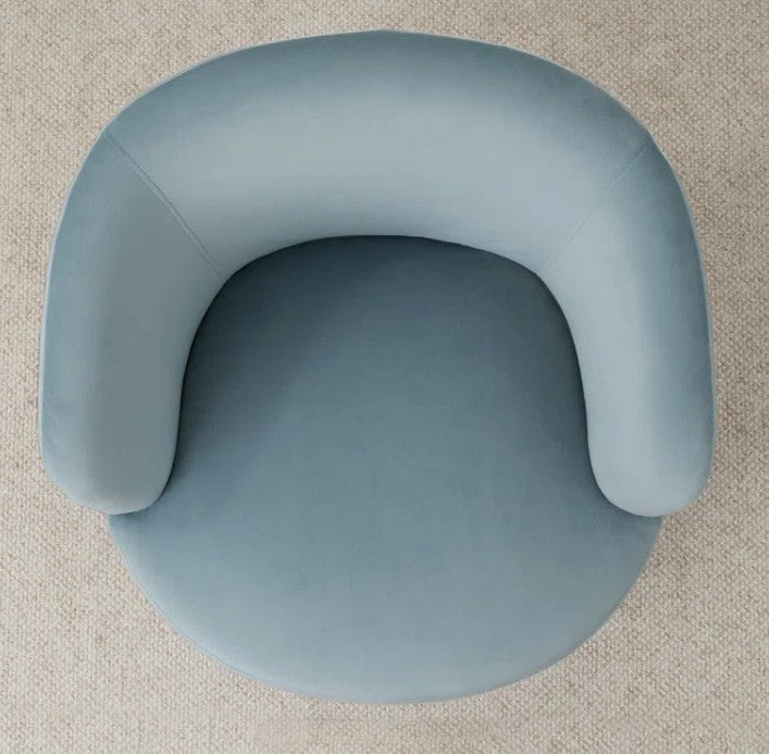 Brand New in Box 27" Wide Upholstered Velvet Small Swivel Barrel Accent Chair, Blue (#193)