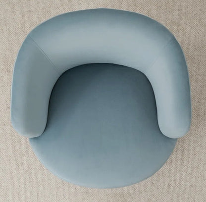 Brand New in Box 27" Wide Upholstered Velvet Small Swivel Barrel Accent Chair, Blue (#193)