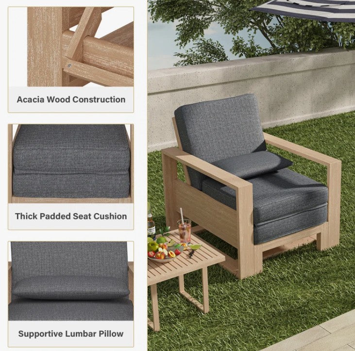 Brand New in Box Modern 37.75'' W Extendable Solid Wood Chaise Lounge w/ Lumbar Pillow (#196)