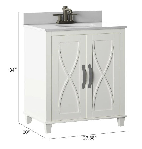 Brand New in Box 30" Single Bathroom Vanity with Adjustable Shelf, White (#206)