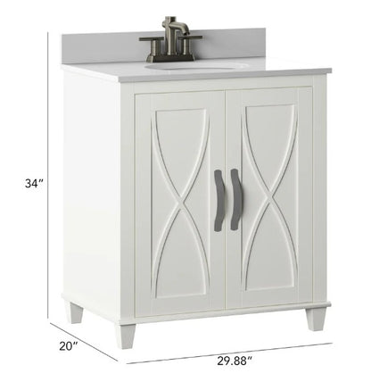 Brand New in Box 30" Single Bathroom Vanity with Adjustable Shelf, White (#206)