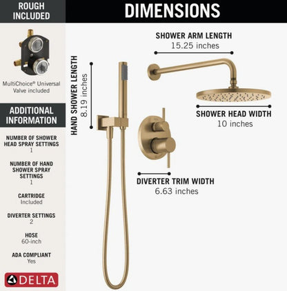 Brand new in box Modern Rain Shower System with Handheld Spray, Champagne Bronze (#197)