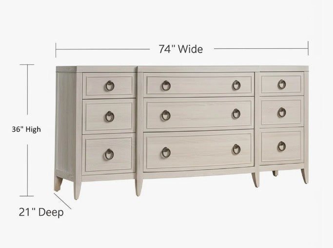 Brand New in Box Caterina 9-Drawer Dresser, White Oak, By Birch Lane (#213)