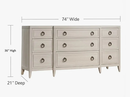 Brand New in Box Caterina 9-Drawer Dresser, White Oak, By Birch Lane (#213)