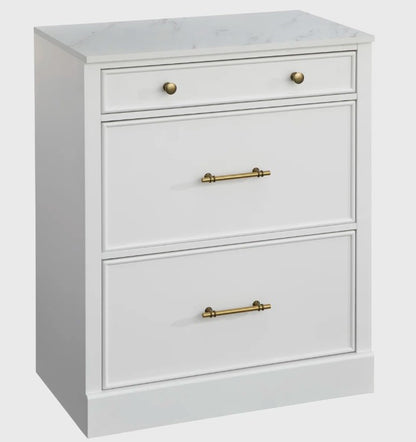 Brand New in Box Tavais 3-Drawer Accent Cabinet with Faux Marble Top (#279)