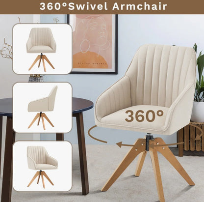 Brand New in Box Upholstered Swivel Accent Chair, Beige Linen Fabric (#289)