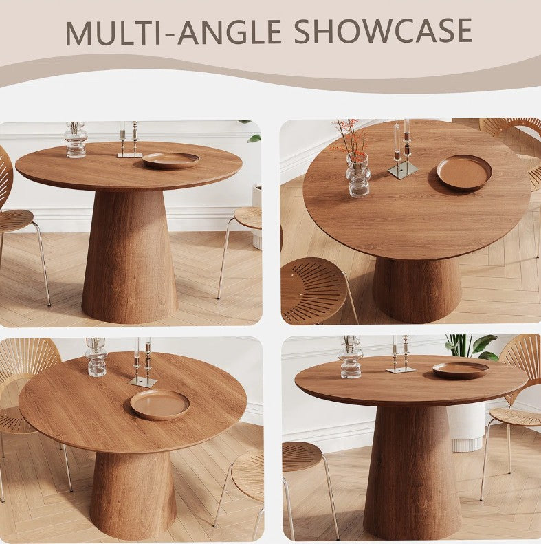 Brand New in Box 43 inch Natural Wood Grain Circular Dining Table, modern minimalist (#102)