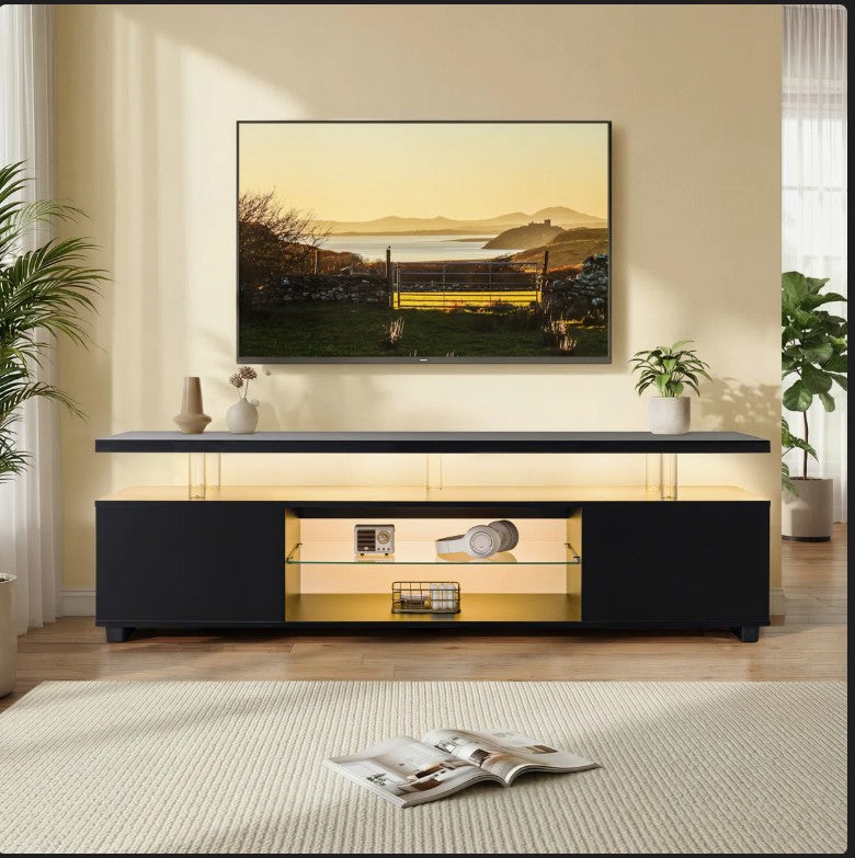 Brand New in Box Black TV Stand, LED TV Stand for Living Room, Entertainment Center with Storage (#210)