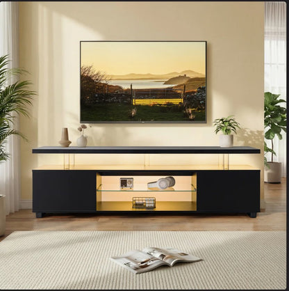 Brand New in Box Black TV Stand, LED TV Stand for Living Room, Entertainment Center with Storage (#210)
