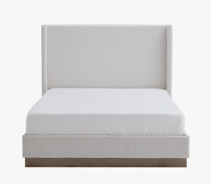 Brand New in Box Queen Size Hosford Upholstered Wingback Bed, Cream White Boucle (#286)
