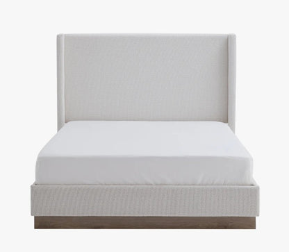 Brand New in Box Queen Size Hosford Upholstered Wingback Bed, Cream White Boucle (#286)