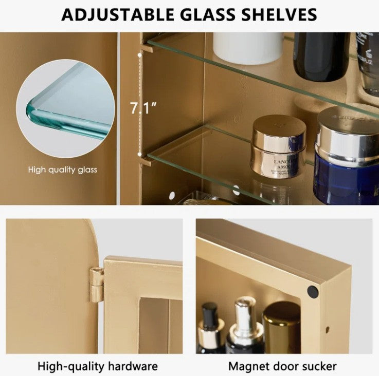 Brand New in Box 24'' W35.9'' H Framed Medicine Cabinet, Gold By Soges (#181)