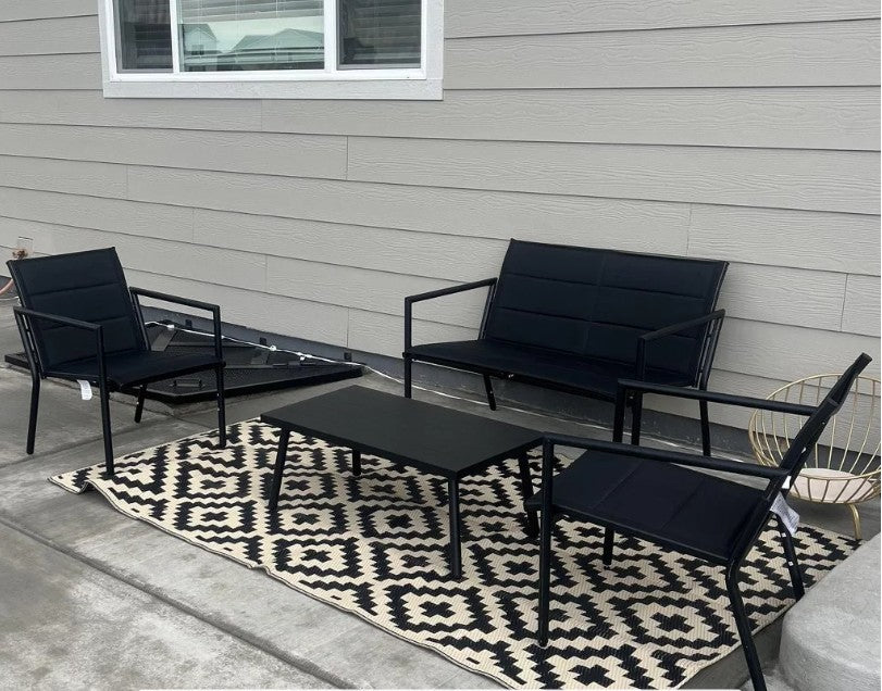 Brand New in Box 4pc Padded Sling Patio Conversation Set Black (#60)