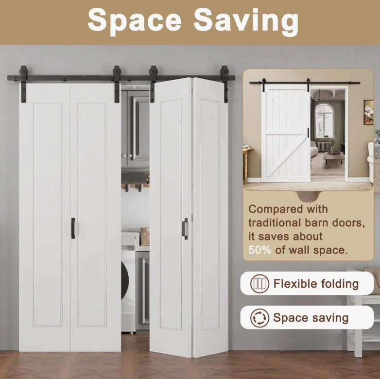 Brand New in Box Double 84 x 64 Interior Bi-Fold Barn Doors, Closet Doors (#105)