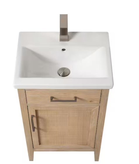 Brand New in Box 20 in. Single Sink Freestanding Rattan Bathroom Vanity with Top (#277)