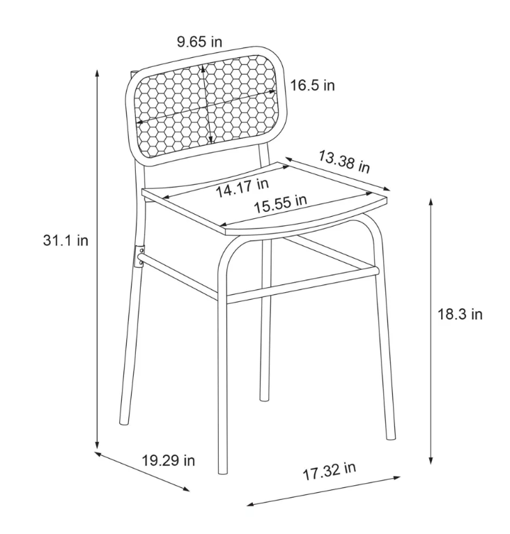 Brand New in Box Set of Six Wicker Back Metal Dining Chair Black (#271)