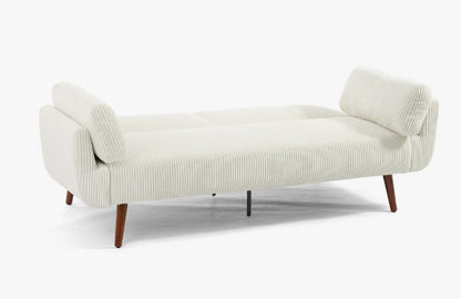 Brand New in Box Upholstered Beige Corduroy Convertible Sofa Bed, Futon Sleeper (#212)