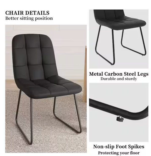 Brand New in Box Faux Leather Upholstered Dining Chairs w/ Metal Legs, Black (Set of 4) (#302)