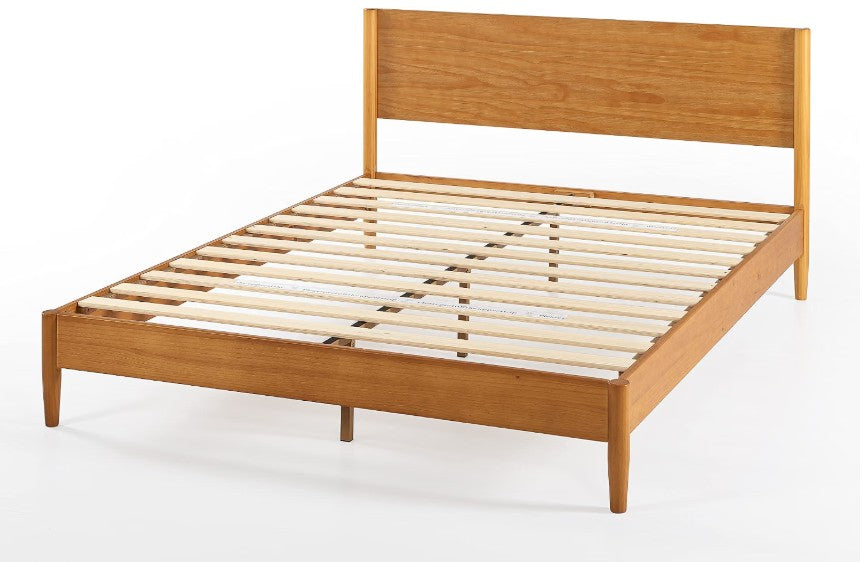 Brand New in Box Mid Century Wood Platform Bed Frame, Full, Natural (#292)