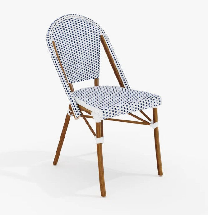 Brand New in Box Martha Stewart Lily Pond All-Weather Stackable Patio Chairs, Blue/Brown, Set of Three (#202)