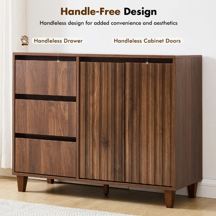 Brand New in Box Modern Style Sideboard with Adjustable Shelf & 3 Drawers, Brown (#290)