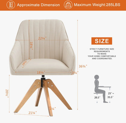 Brand New in Box Upholstered Swivel Accent Chair, Beige Linen Fabric (#289)