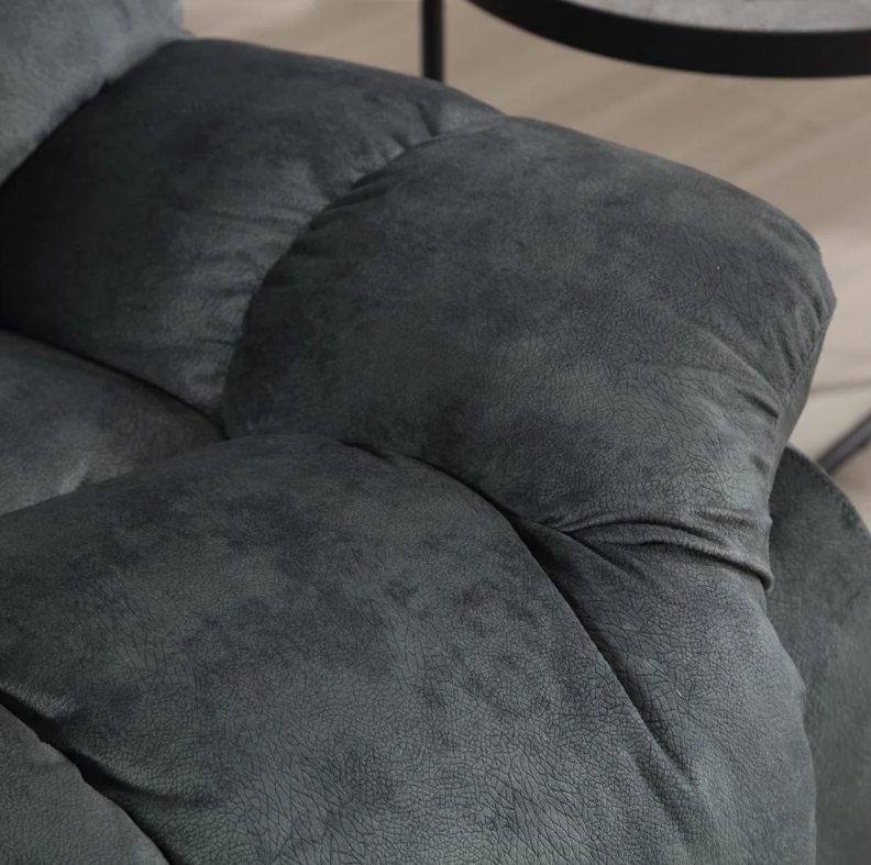 Brand New in Box Overstuffed Manual Reclining Sofa with Wide Backrest, Smoke Gray (#214)