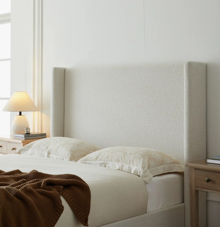 Brand New in Box Queen Size Hosford Upholstered Wingback Bed, Cream White Boucle (#286)