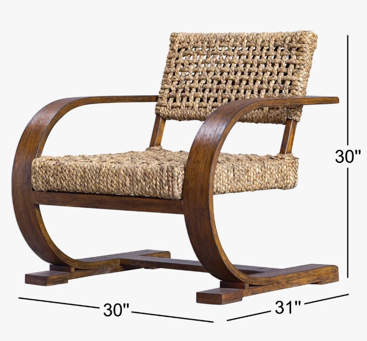 Brand New Set of Two Elara 30" W Woven Teak Wood Armchairs