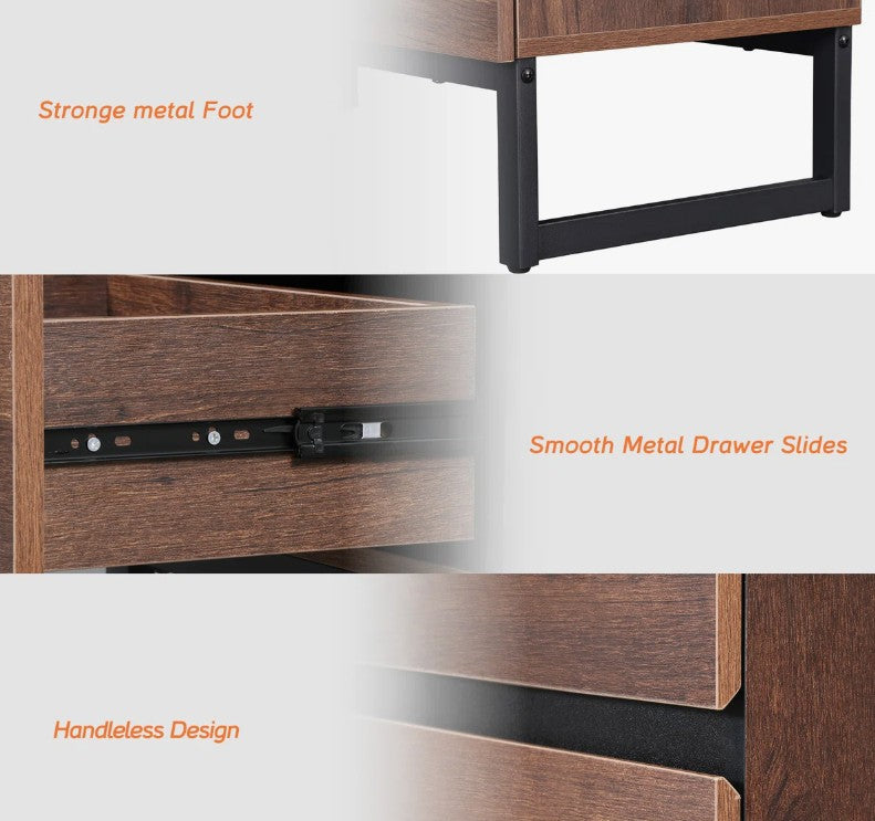 Brand New in Box 2 Pack Modern End Table With 2 Drawers, Brown (#111)