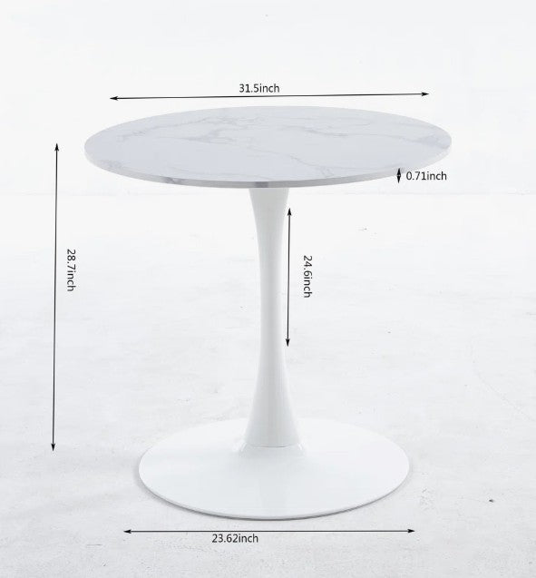 Brand New in Box Marble Dining Table Round Kitchen Pedestal Table, 31.5" (#295)