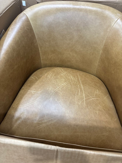 Brand New in Box Kamonte Upholstered Swivel Barrel Chair, Tan (#242)
