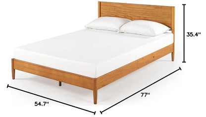 Brand New in Box Mid Century Wood Platform Bed Frame, Full, Natural (#292)