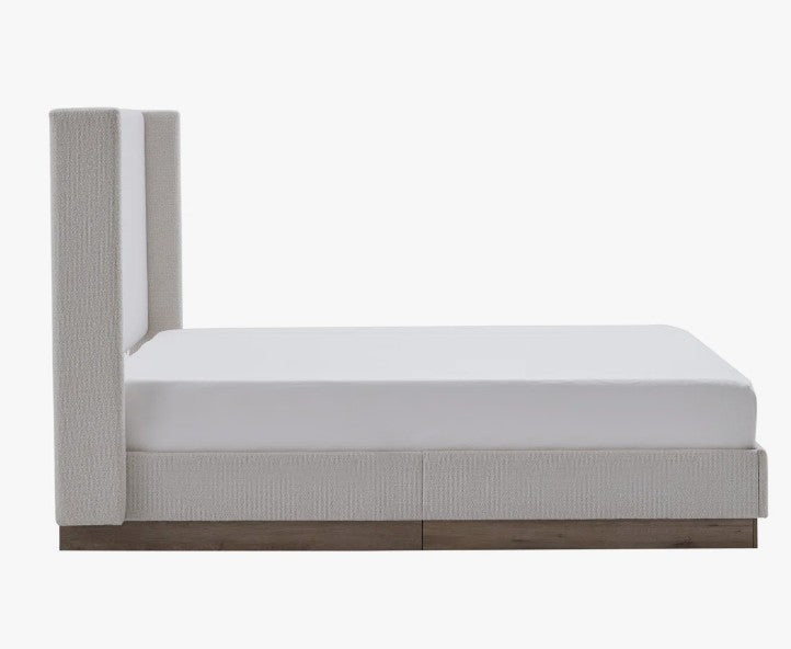 Brand New in Box Queen Size Hosford Upholstered Wingback Bed, Cream White Boucle (#286)